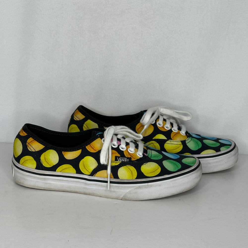 Vans Authentic Macaron Print Sneakers Black Multi Color Women 8 Mens 6.5